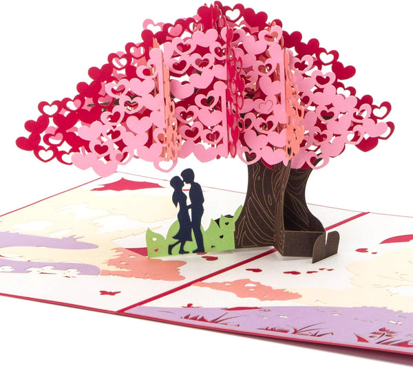 Ribbli Heart Tree Handmade Pop Up Card for Anniversary, Valentines Day, Wedding Gift, Birthday Cards with Envelope