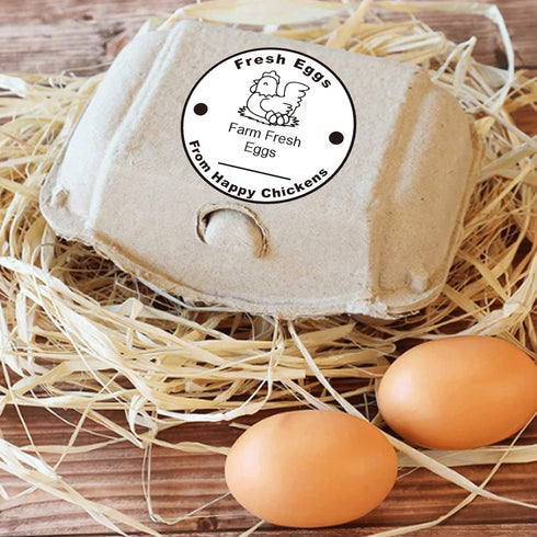 Farm Fresh Eggs Stickers, 500 Pcs Carton Labels Per Roll - 1.5 Inch Fresh Eggs Farmer's Market Packaging Sticker.