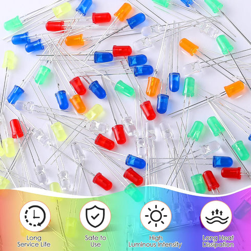 ElectricWise 10 500 5mm Pack Bulb Colors Pcs LED Lights Emitting Diodes Assored Kit - Variety Color Emitting Diodes LED