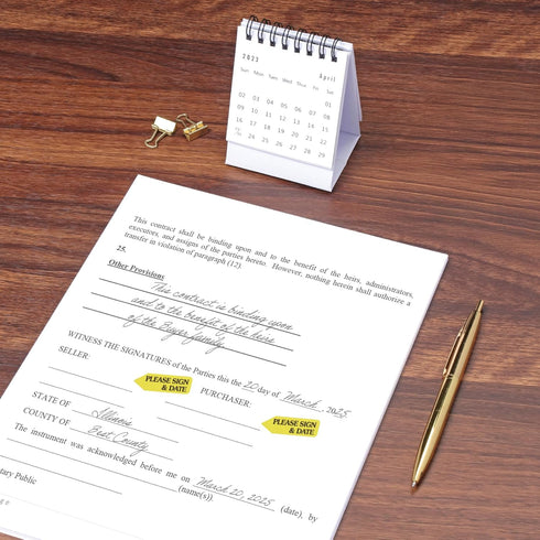 Redi-Tag 91032 Arrow Message Page Flag Refills, "Please Sign & Date", Yellow, 120 per Roll (Box of 6)