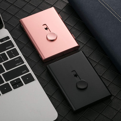 Tatuo 2 Pack Thumb Drive Business Card Holder, Stainless Steel Portable Name Card Case for Men & Women