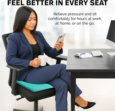 Tailbone Gel Seat Cushion for Support and Relief from Butt and Back Pain and Pressure - Cushions are Large Thick