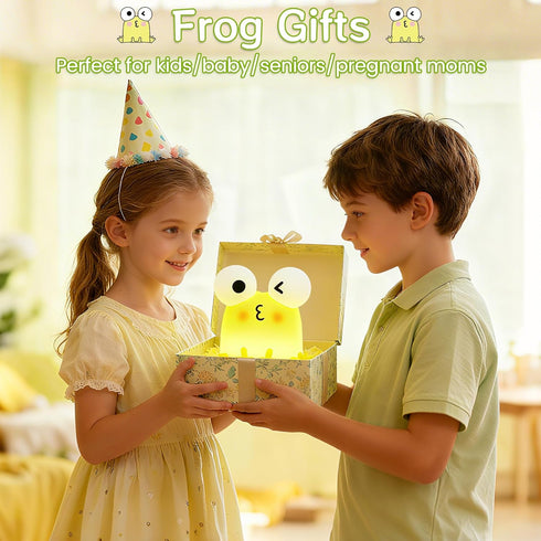 Dimmable/Timer FAMIDUO Frog Night Light for Kids, Cute Funny LED Squishy Animal Silicone Lamp, Nursery Night Light