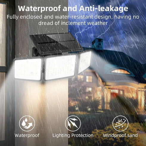 2500LM Sensor,3 270 Lights,IP65 3 Modes(Non-Remote,1 daphino Solar Lights Outdoor with Motion Head Wide Angle Street