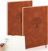 Lewtemi 2 Pcs Left Handed Notebooks, Life Tree Leather A5 5.5 x 8.07 Inch Lined Notebooks for Writing (Brown)
