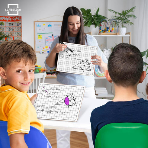 SCRIBBLEDO 11”x14” Large Graph Dry Erase Board with Double-Sided .75” Cells for Home School Classroom Use