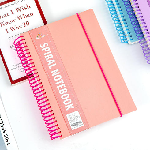 Yoment Hardcover Spiral Notebook 300 Pages College Ruled 7" X 10" Large Spiral Lined Journals Notebooks for Work with Elastic Band Thick Notebooks for Note Taking Women Men Business,Pink (Pink) by Yoment