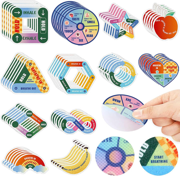 ZOiiWA 96 Pcs Breath Calm Anxiety Sensory Stickers, Reusable Mindfulness Sticker Fidget for School Office Classroom