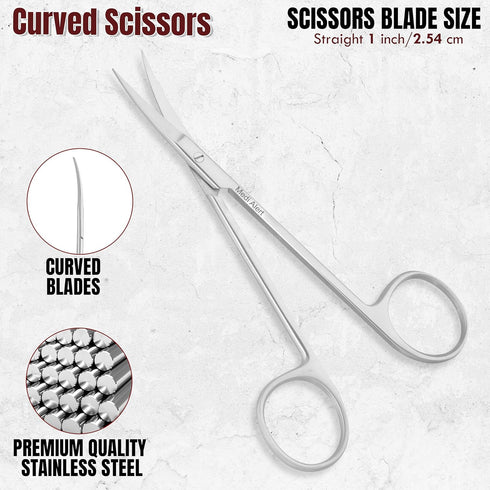 MEDI ALERT 4.5" Iris Micro Dissecting Scissors Curved Fine Point-Perfect for Doctors, Nurses, EMS, Students, Education
