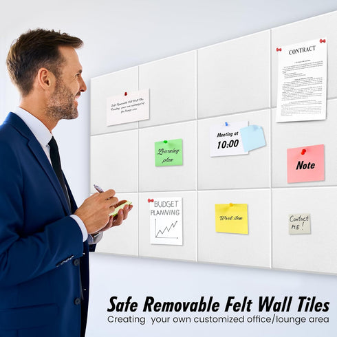 Large Office Cork Board Alternative 47"x35", 12 Pack Felt Wall Tiles for Wall Pin Board Tack Board