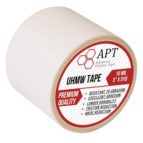APT UHMW Polyethylene Tape - 3" x 5Yds, 10 Mil for Surface Protection, Friction and Noise Reduction, Resists Abrasion