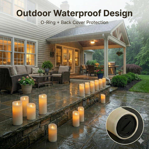 Pack 12 (D2.15'' H4''5''6'') 10-Key 24 Enido Flameless Candles Led Candles of Battery Candles x Waterproof Outdoor