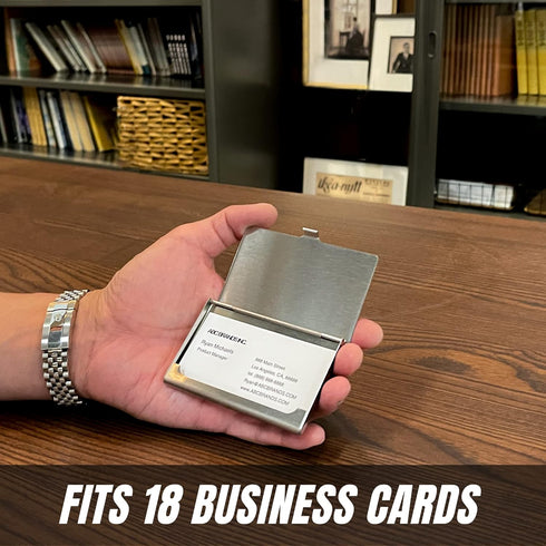 SunplusTrade Business Card Holder for Men and Women, Slim Stainless Steel Case, Fits 18 Cards