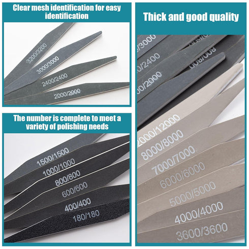 Honoson 20 Pcs Sanding Sticks - Polishing Sticks for Plastic Models, Assorted Metal and Wood Tools for Beginners