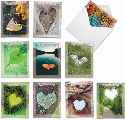 The Best Card Company - 10 Boxed Valentine Note Cards with Envelopes, Heartscapes