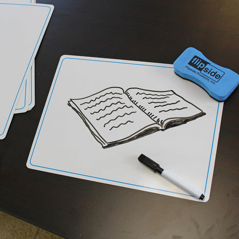 Flipside Products 9" x 12" Two-Sided Plain Dry Erase Learning Mat, Economical Flexible Blank Education Learning - 48