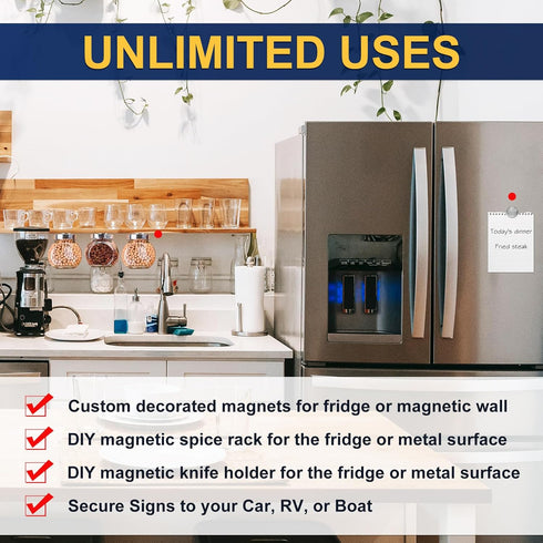 UCINNOVATE Neodymium Disc Magnets, 1.26 Inch Rare Earth Magnets with Adhesive Backing, 10 Pcs for DIY Projects