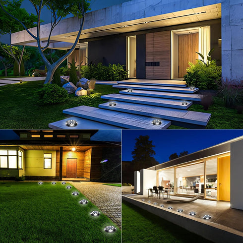 ANKUNABA 8 Pack 12 Solar Ground Lights, LED Solar Disk Lights Outdoor Waterproof In-Ground Landscape Lighting