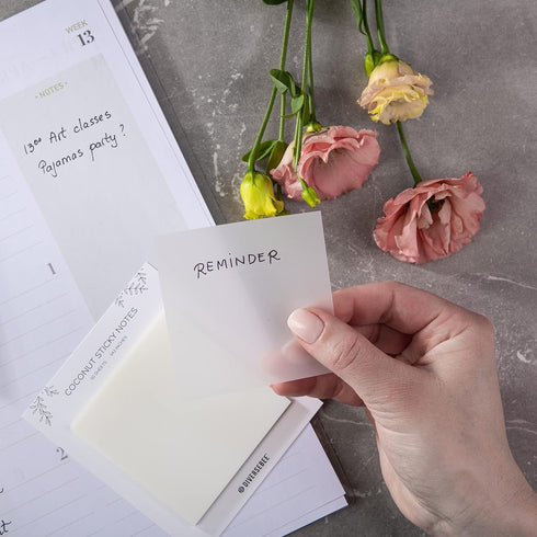DiverseBee 50 Sheets Pastel Transparent Sticky Notes, 3x3” Clear Sticky Tabs, Translucent Page Flags, Planner