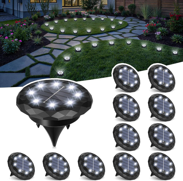 SOLPEX Mini Solar Ground Lights, 12 Pack Solar Lights Outdoor Waterproof, Landscape