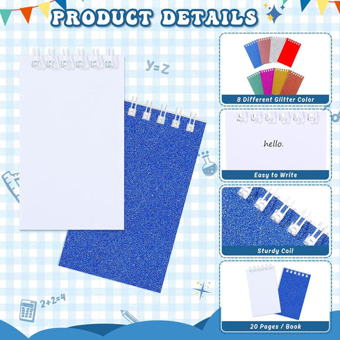 Mini Notepads for Kids Party Favors, Small Prism Spiral Notepads, 3.9 x 2.4 Inch, 48 Pcs