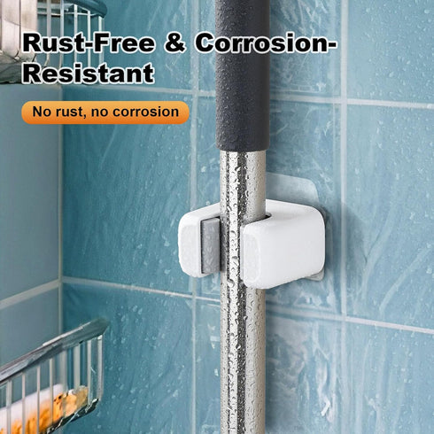 6 Pack funest Mop and Broom Holder Wall Mount, No Drill Needed Self Adhesive, Non-Slip Mop Grippers for Tile Walls