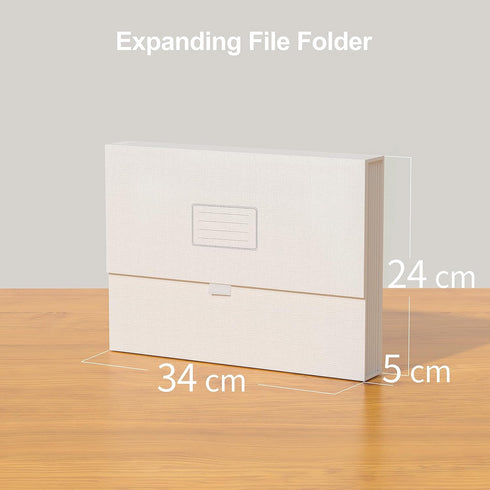 JiaWei File Folder with Pockets, White Accordion Filing Folder with 7 Pockets, A4 Letter Size Organizer with Labels