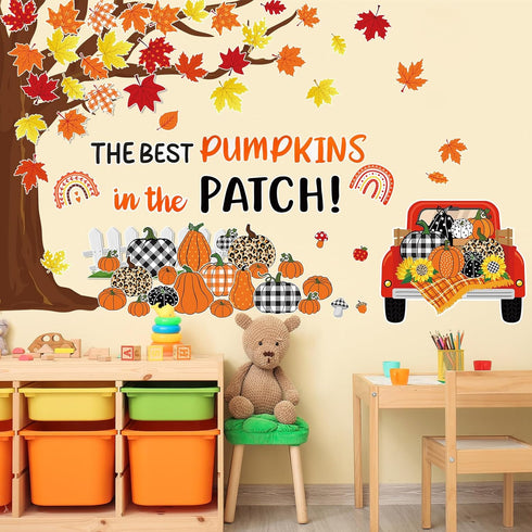 Pasimy 86 Pcs Fall Bulletin Board Decorations - Thanksgiving Classroom Cardboard Cutouts for Autumn Decor