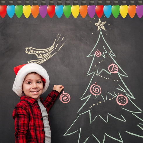 Whaline 32.8ft Christmas Light Bulletin Board Borders, Colorful Light Bulb Die-Cut Trim for Classroom