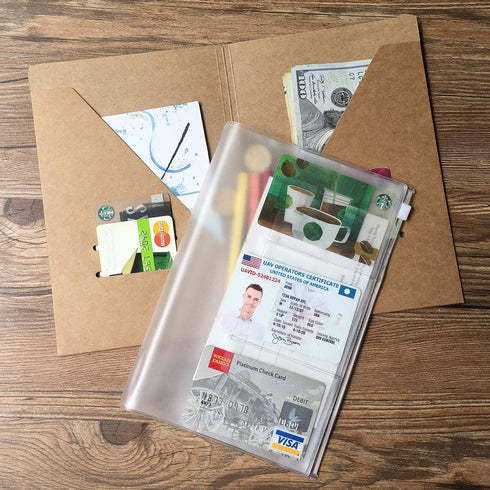 Wanderings 2-Pack Zipper Case and Kraft Card Sleeve Holder for A5 Travel Journals