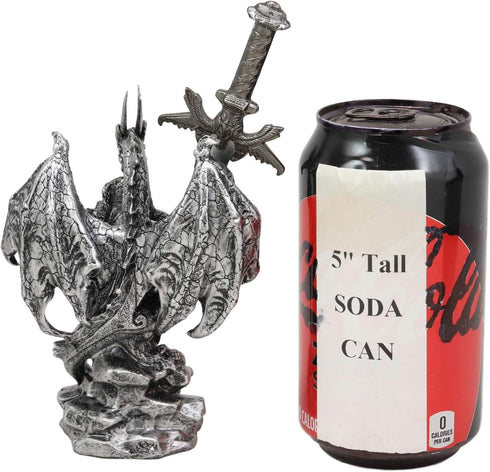 Ebros Gift Legendary Silver Dragon Guardian of The Celtic High Cross Letter Opener Figurine Sculpture