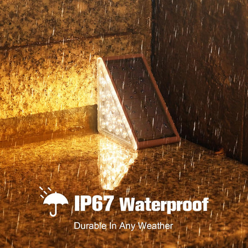 Patio(Brown,6 Pack) VOLISUN Solar Step Lights Outdoor Waterproof, LED Outdoor Stair Lights, Solar Step Light