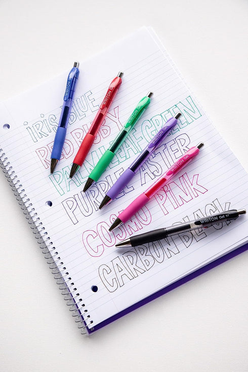 Writon Retractable Gel Pens, 12 Pack, Comfort Grip, 0.7mm Fine Point, Purple Ink