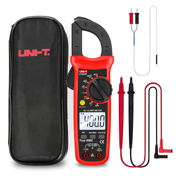 UNI-T Digital Clamp Meter UT202R, AC Current TRMS Volt Amp Ohm Meter, HVAC Clamp On Multimeter, Auto Ranging