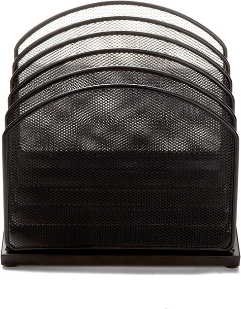 Mind Reader Vertical File Storage, Desktop Organizer, Mail Sorter, Metal Mesh, 11.14" L x 7.28" W x 11.22" H, Black