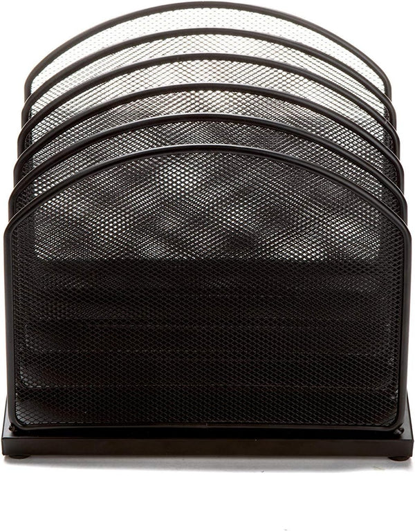 Mind Reader Vertical File Storage, Desktop Organizer, Mail Sorter, Metal Mesh, 11.14" L x 7.28" W x 11.22" H, Black