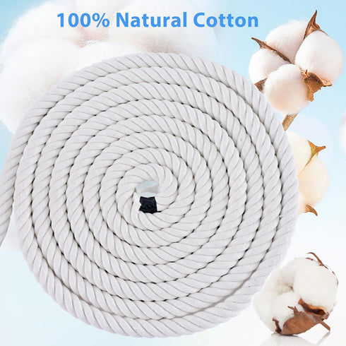MKMJ 1/2in 50ft White Cotton Rope Natural Twisted,Available as Used for Tug of War, Navigation, Fitness and Making