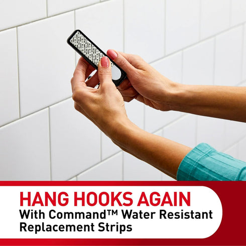Command Water-Resistant Adhesive Refill Strips - Large (Pack of 12) for Bathroom Hooks & Shower Caddies