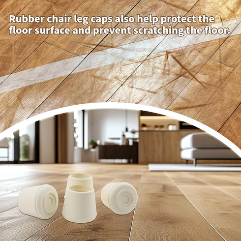 1" (4 Pack) Inner Diameter Round Chair Leg Tips Caps Non-Slip Rubber Leg Tips Replacement Slip-On Rubber Folding Chair
