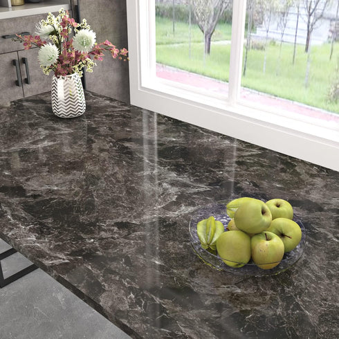 Black Marble Contact Paper Peel and Stick Countertops 15.7" x 78.7" Decorative Wallpaper Waterproof Marble Contact Paper for Countertops Removable Wall Paper Black Vinyl Film for Cabinets Liner by LIKILIKI