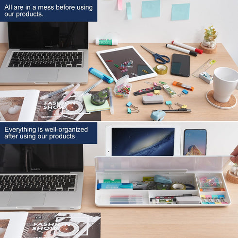 Small Glass Desktop Whiteboard Dry-Erase Board, Computer Keyboard Stand with Drawer, Desk Organizers for Office & Home