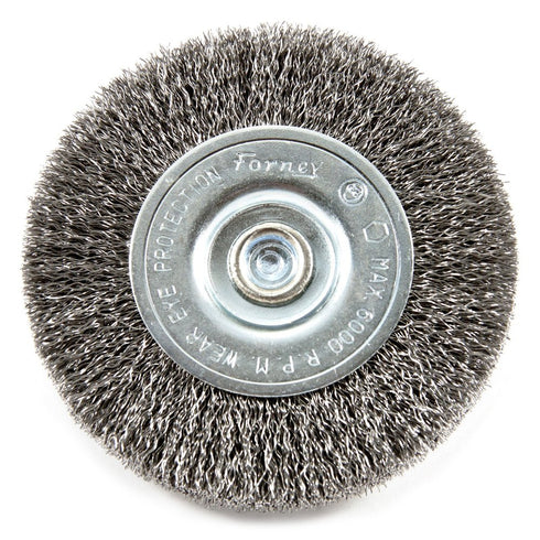 Forney 72736 Wire Wheel Brush, Fine Crimped, 1/4-Inch Hex Shank, 3-Inch-by-.008-Inch