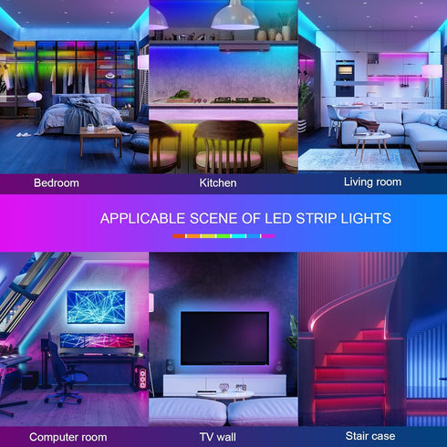 100ft HBOWMDJIA Led Lights for Bedroom, Led Strip Lights Music Sync Corlor Changing, Led Light Strip with Remote & App