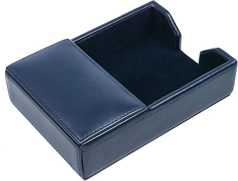 Dacasso Navy Blue Bonded Leather Memo Holder, 4" x 6"