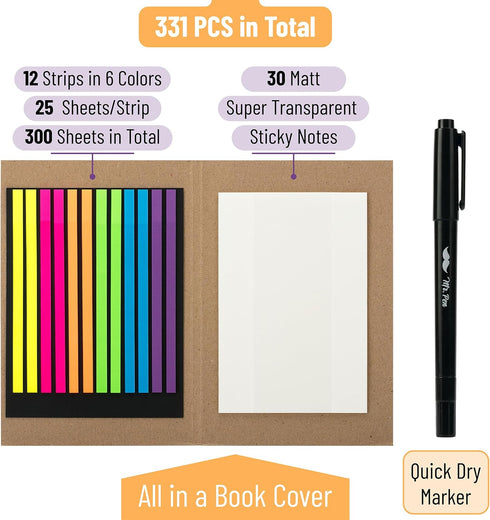 Mr. Pen- Transparent Bible Highlighter Tape and Sticky Note Set, 331 Pcs, Sticky Note Tabs, Sticky Index Tabs, Highlighter Strips, Highlight Strips for Books, Sticky Notes Transparent by Mr. Pen