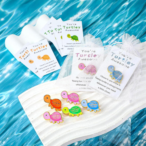 50 Sets Juexica Employee Appreciation Gifts Bulk Positive Turtle Pins You're Awesome Inspirational Notecard Thank You