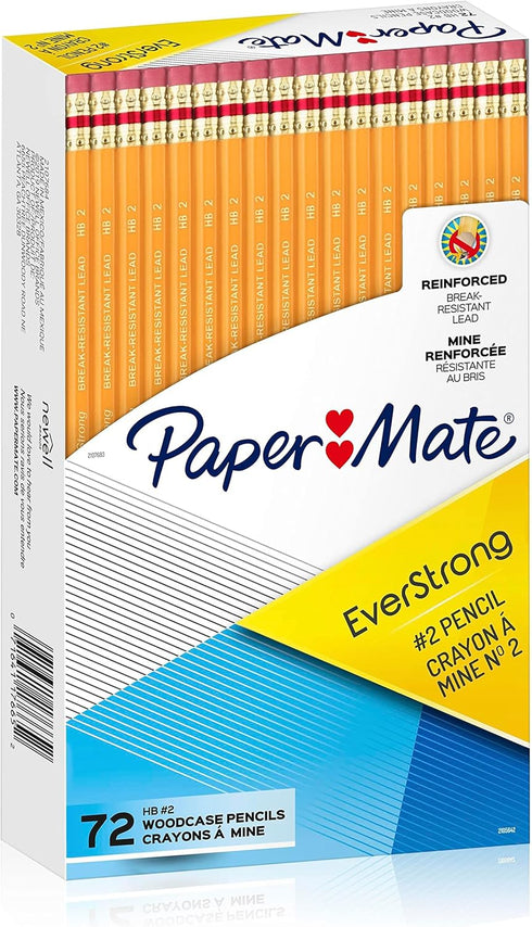 Paper Mate EverStrong #2 Pencils, 72 Count, Reinforced Break-Resistant Lead