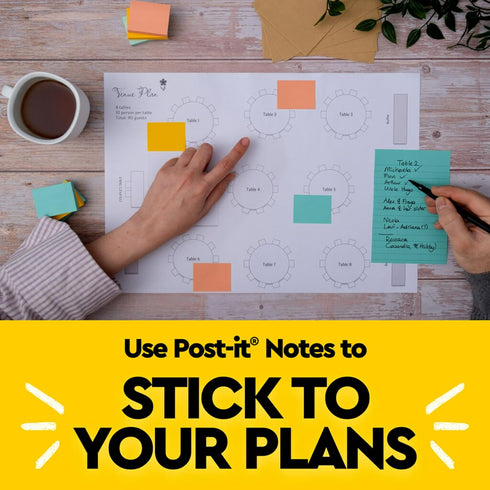 Post-it Notes, 4 in x 6 in, 5 Lined Sticky Note Pads, 100 Sheets per Pad, Beachside Café Collection