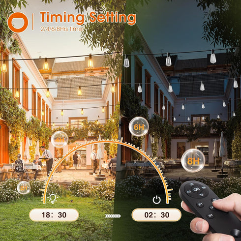 Dimmer 300W, 2h/4h/6h/8h, 4 Dimmer addlon for Outdoor String Lights, Timing Brightness Level, Remote Control, Control