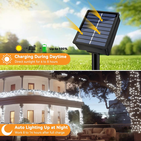 4 Pack 132ft 400LED 8 Solar String Lights Outdoor Waterproof Total Modes Twinkle Lights Solar Fairy Lights for Patio